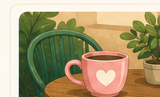 A warm cup of coffee on a small table