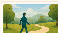A person walking along a park path